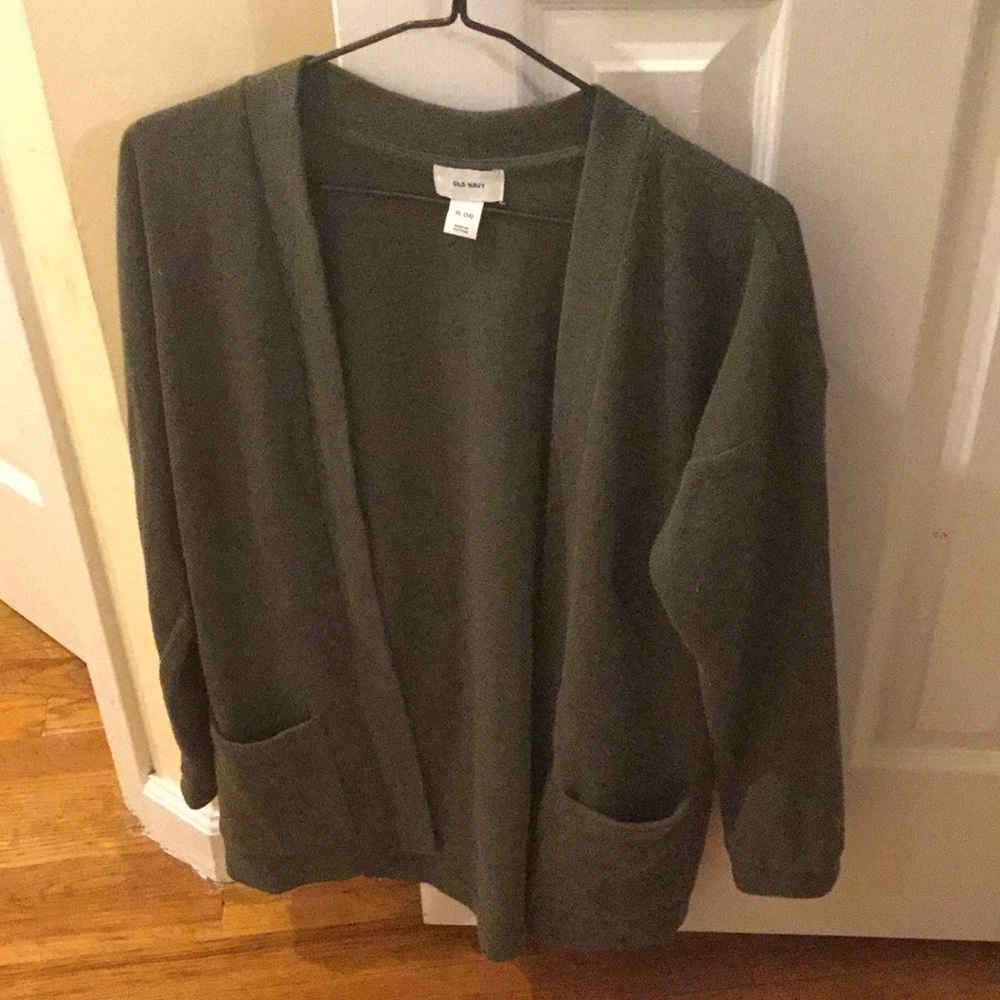Old Navy youth size 14 girls olive green cardigan